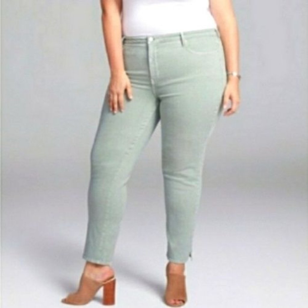 Nydj Curves 360 Slim Straight Jeans Plus Size 26 Short Womens Desert Wil Green